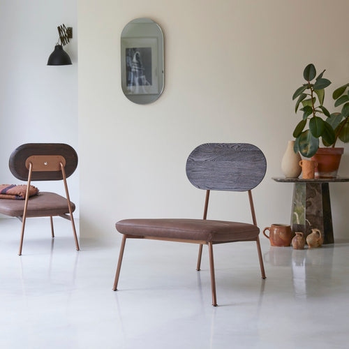 Tikamoon Mohawk lage massief eiken fauteuil in chocoladebruin - Bruin