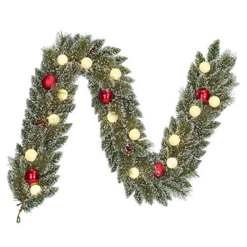 Black Box Trees Kaprun Kerstslinger - Kerst Slinger op Batterij en met Timerfunctie - Groen Frosted Rood - l180xd25cm