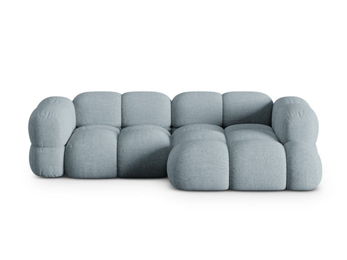 Cosmopolitan Design rechter hoekbank Loretto 3-zits, structurele stof pastelblauw - 147x250x68cm