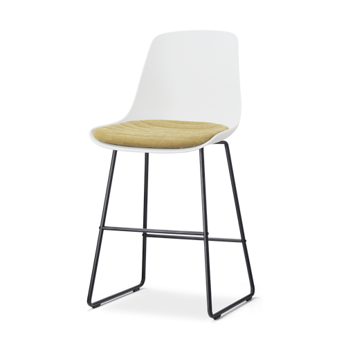 Nolon Nino-Liv barkruk wit met warm oker zitkussen - zwart onderstel - 65 cm