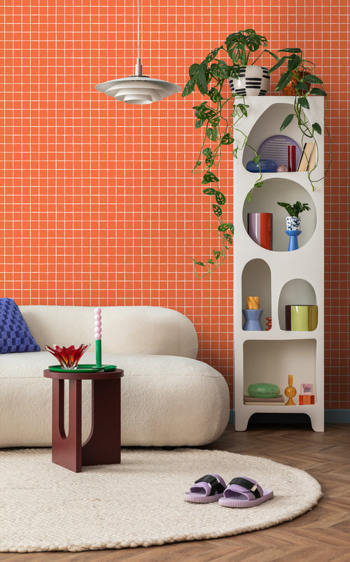ESTAhome behang geblokt motief oranje - 50 x 900 cm - 131270 - vtwonen shop
