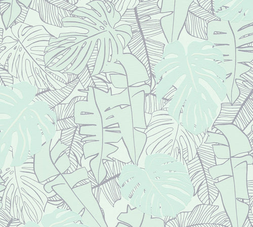 Livingwalls behang palmbomen turquoise en groen - 53 cm x 10.05 m - AS-389054 - vtwonen shop