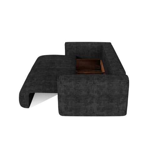 Premium Interiors - Slaapbank met opbergruimte COMO - corduroy zwart 254cm