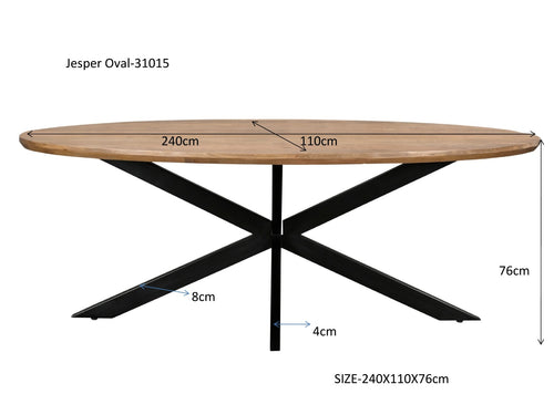Livingfurn eetkamertafel Jesper Oval - 240 cm - mangohout