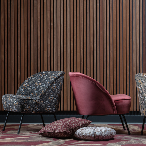WOOOD fauteuil Vogue - Velvet - Bouquet Zwart - 69x57x70 - vtwonen shop