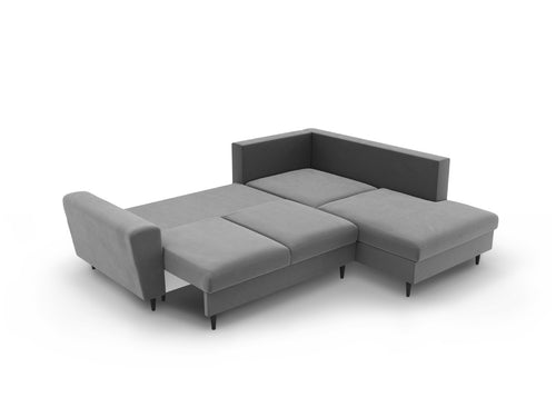 Cosmopolitan Design Converteerbare hoekbank rechts met opbergdoos Kyoto 5-zits, flueel lichtgrijs - 194x243x88cm