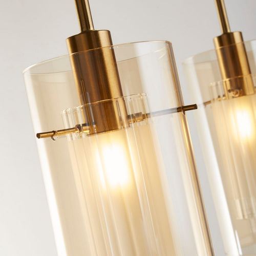 Searchlight Duo 3 Duo III 3-lichtstaafhanglamp brons, champagneglas