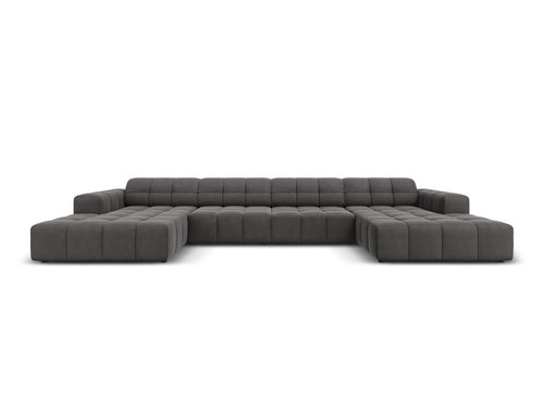 Cosmopolitan Design Panoramische bank Chicago 6-zits, flueel grijs - 167x375x78cm