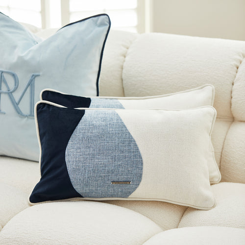 Rivièra Maison Iceland Pillow Cover 50x30 - Polyester - Blauw / White - vtwonen shop