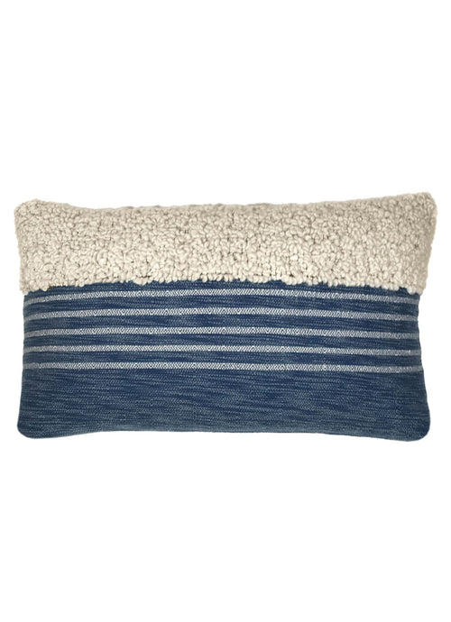 Malagoon kussen Tribal - indigo blauw melee - 35x60cm
