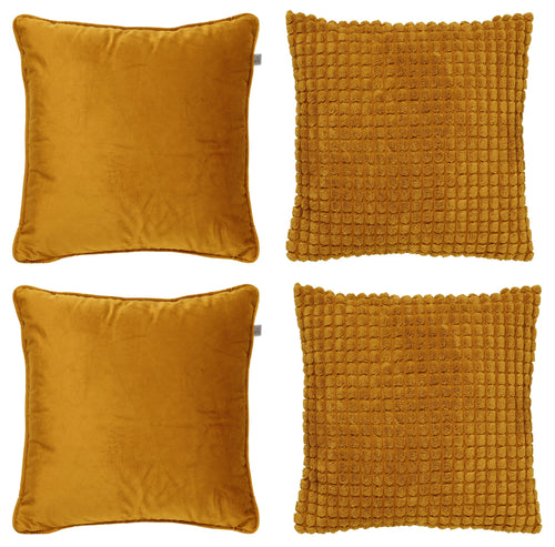 Dutch Decor - KUSSENSET - 4-delig - Texture Harmony - 45x45 cm - inclusief binnenkussens - geel - vtwonen shop