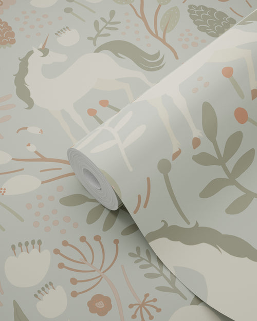 ESTAhome behang unicorns licht vergrijsd groen - 53 cm x 10.05 m - 139877 - vtwonen shop