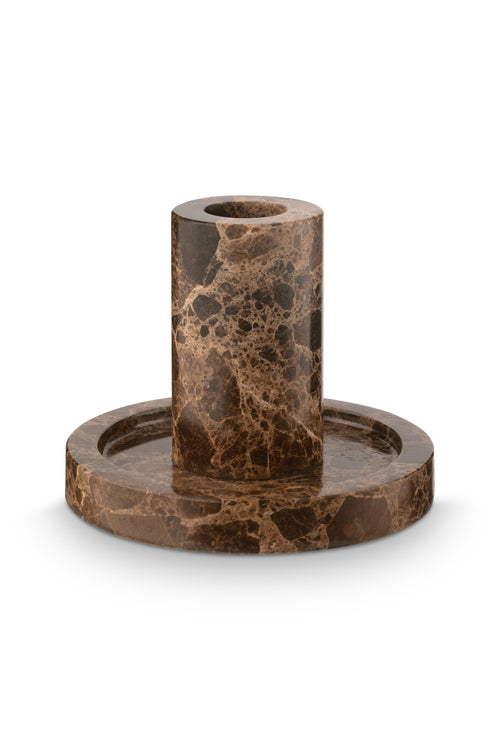 vtwonen Kandelaar Marmer - Bruin - 10.2x7.9cm - set van 2 - vtwonen shop