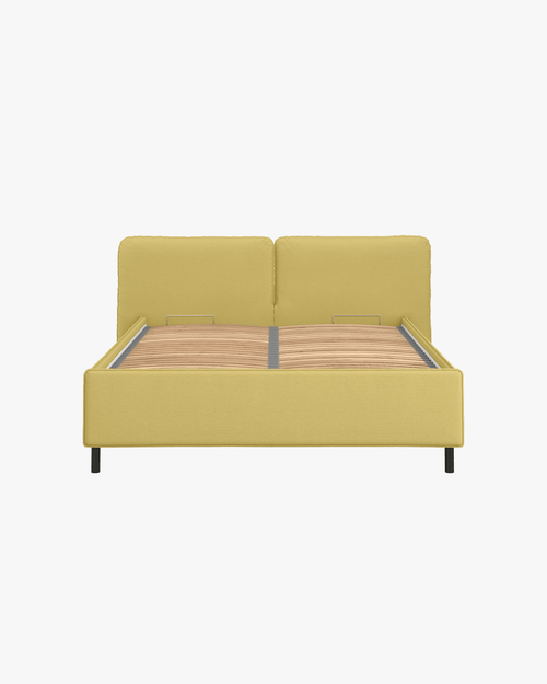 noo.ma Melu gestoffeerd tweepersoonsbed 160 x 200 cm, Yellow Pear