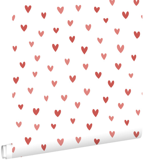 ESTAhome behang hartjes wit en roze - 50 x 900 cm - 131634 - vtwonen shop