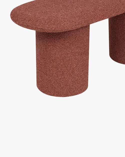 noo.ma Rull Bench - zachte gestoffeerde bank 130 cm, Brick Red Bouclé