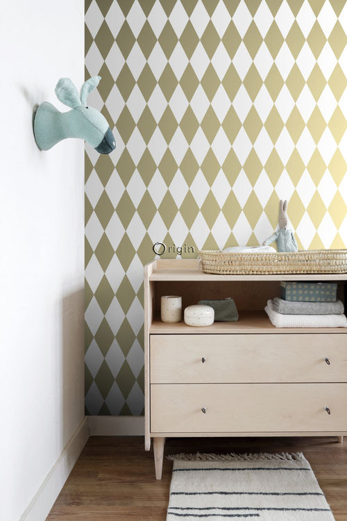 Origin Wallcoverings behang ruiten wit en goud - 53 cm x 10.05 m - 347669