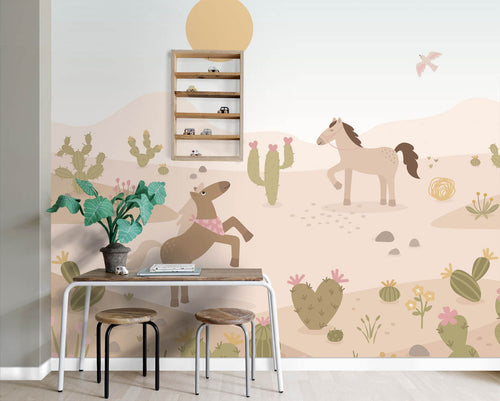 ESTAhome fotobehang paarden beige en meerkleurig - 3 x 2.79 m - 159664