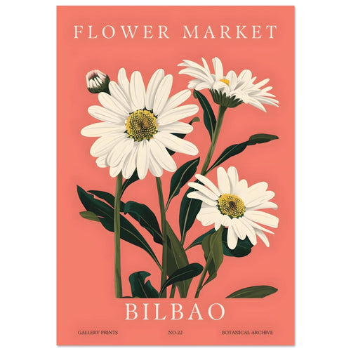Artfulprints Poster met Lijst Flower market - Bilbao   - A4 21x29.7 cm - Roze