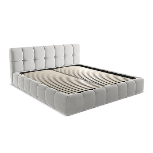 LaMiaSofa Bed met opbergruimte Roma - velours - zilver - 200x228x82