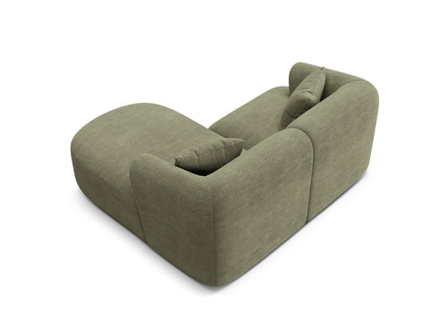 Cosmopolitan Design Modulaire hoekbank rechts Campi 3-zits, ribfluwelen mosgroen - 156x180x70cm