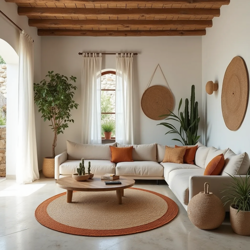 Mrcarpet Rond jute vloerkleed naturel/roest/bruin met rand 160cm - vtwonen shop