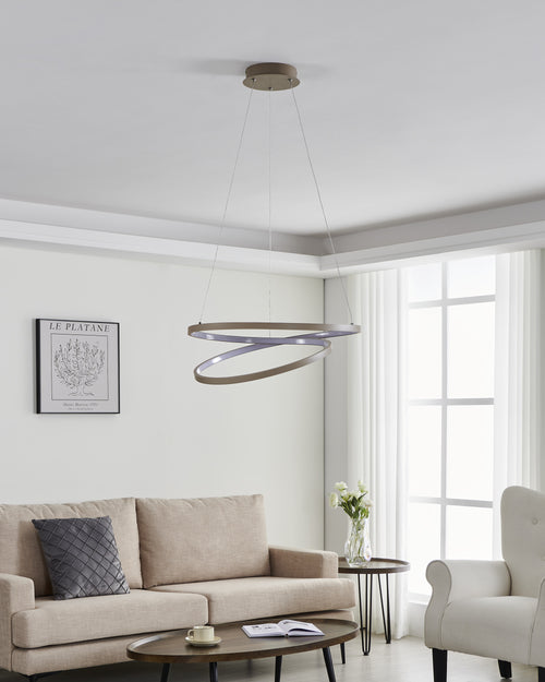 EGLO hanglamp Ruotale - led - ø 55 cm - zandkleur/beige/wit
