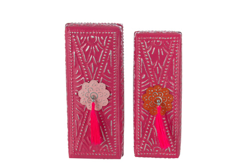 J-Line doos Kurt - metaal - roze - 2 stuks