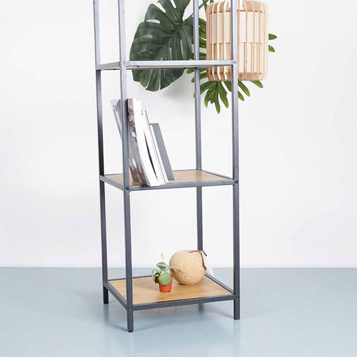 Lisomme Vic Metalen Open Kast met 4 Houten Planken - Naturel