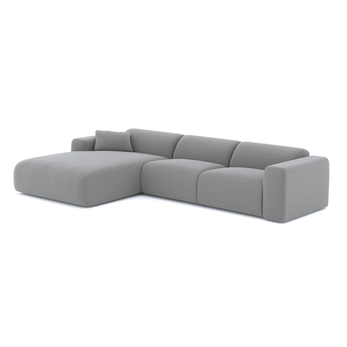 Sia Home - Grote hoekbank MYRA - Geweven stof - Lichtgrijs - 280cm - vtwonen shop