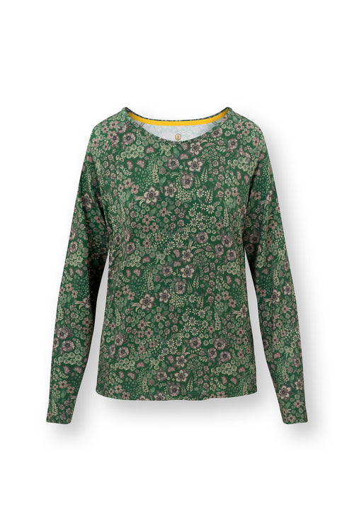 Pip Studio - Tina Pyjama t-shirt - Lange mouw Dames - Daisy Dreams - Groen - S