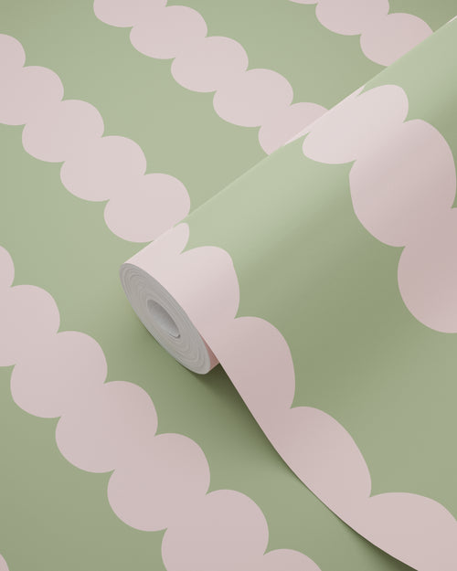 ESTAhome behang grafische print licht roze en groen - 0.53 x 10.05 m - 132138