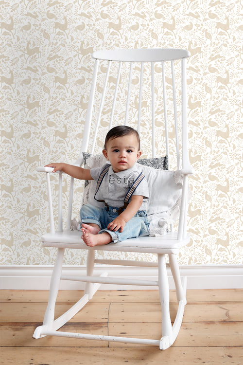 ESTAhome behang bos met bosdieren beige - 50 x 900 cm - 139527