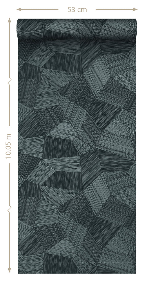 Origin Wallcoverings eco-texture vliesbehang grafisch 3D motief antraciet grijs - 0.53 x 10.05 m - 347825 - vtwonen shop