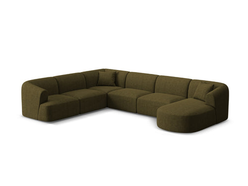 Cosmopolitan Design Modulaire panoramische hoekbank links Campi 7-zits, structurele stof groente - 255x330x70cm
