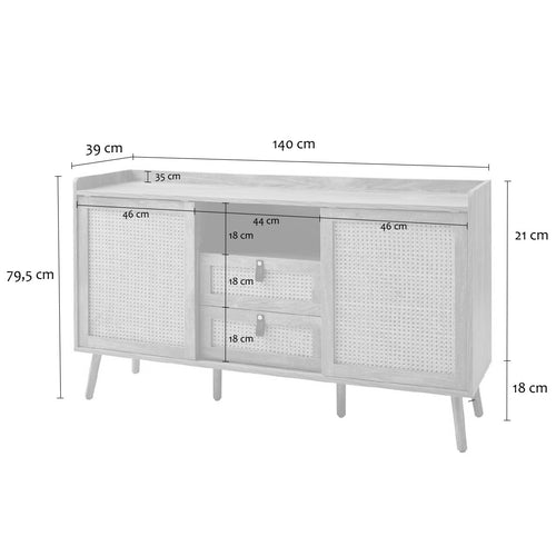 Calicosy - PALMO Buffet - Licht hout - 140x39x80 cm