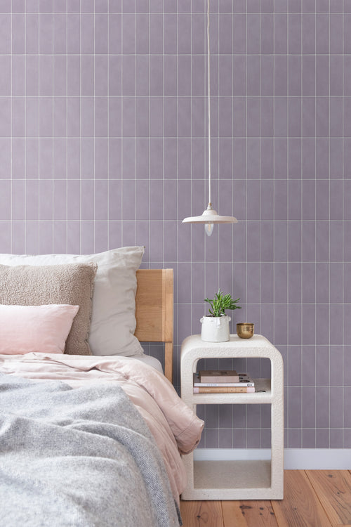ESTAhome behang tegelmotief lila paars - 50 x 900 cm - 131537