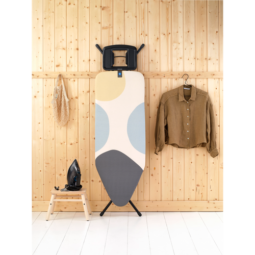 Brabantia Strijkplank C, 124x45 cm, solide strijkerhouder - Spring Bubbles