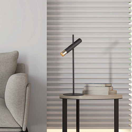 Cylinder Tafellamp, zwart en goud