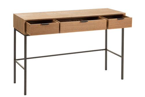 J-Line console 3 Laden - hout/metaal - naturel
