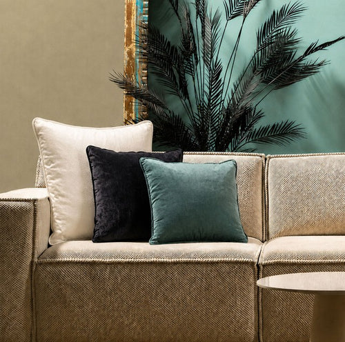 KUSSENSET - 3-delig - Velvet Layers - 60x60 cm, 45x45 cm - inclusief binnenkussens - wit, zwart, groen