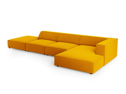 Cosmopolitan Design rechter hoekbank Arendal 5-zits, flueel, geel - 166x341x70cm