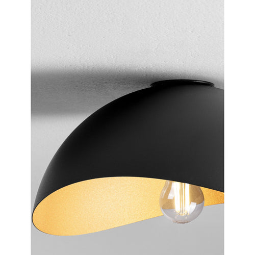 Nova Luce OPSI Plafondlamp met komvormige kap van 30 cm, halfverzonken, zandkleurig zwart, goudkleurig, E27 fitting, 1x12W