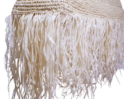 Furnilux Furni-Handgemaakte Hanglamp van Sisal en Rafia – Langit 410 - Natuurlijke Boho Plafonnière -XXL 120x30x25 cm