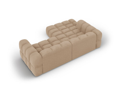 Cosmopolitan Design Modulaire hoekbank links Sky 3-zits, flueel, zand - 162x244x70cm