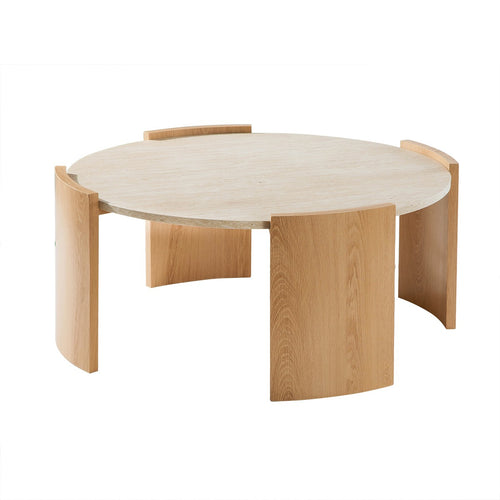 Calicosy - Ronde Salontafel IZIA - Travertijn look 80x80x35 cm