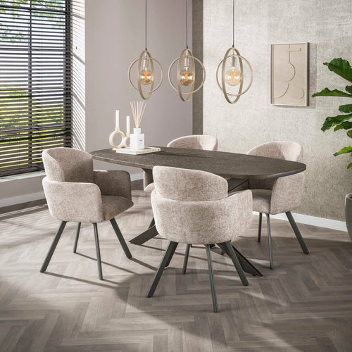 Giga Meubel Hanglamp Turn Around - Beige - 3-Lichts - 130x30x150cm - vtwonen shop