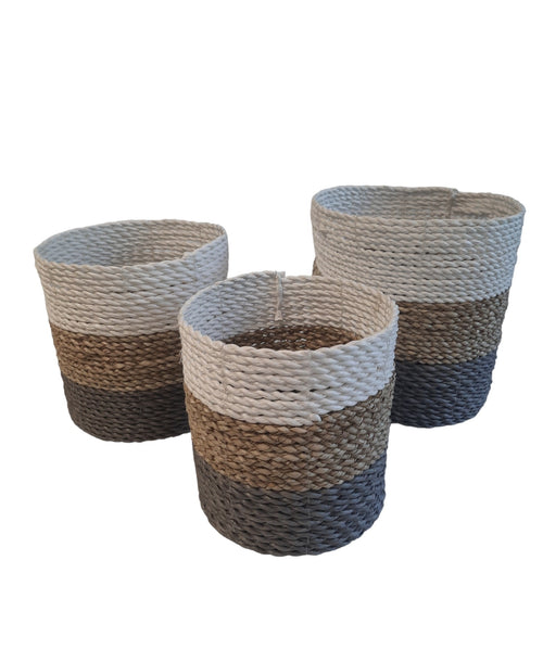 FurniLux Natuurlijke plantenbakken/ Mandenset - 20x20x21cm