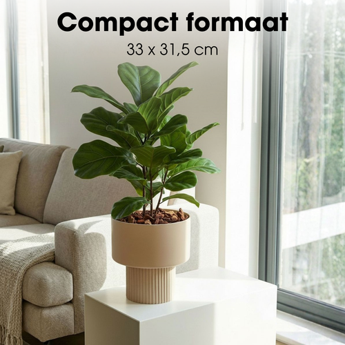 Mica Decorations Lux Bloempot – Plantenpot voor Bloemen en Kamerplanten – Bloempot voor Binnen – H33 x Ø31,5 cm – IJzer – Lichtbruin