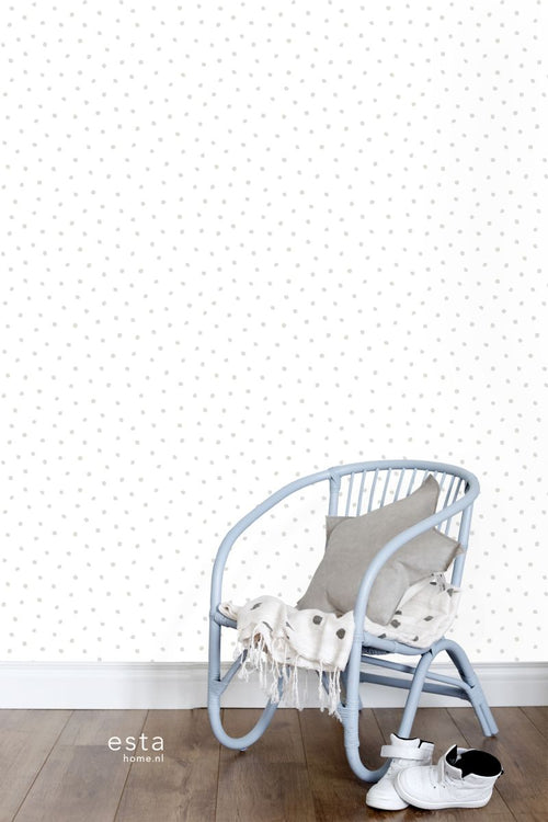 ESTAhome behang stippen grijs en wit - 53 cm x 10.05 m - 138935 - vtwonen shop